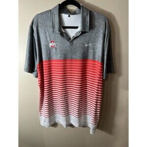 NIKE Tiger Woods Polo Mens Large Red Gray Hybrid Performance Polo Golf Summer